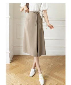 スカート | ひざ丈 ひざ下 ハイウエスト Aライン レディース エレガント レトロ風 着痩せ 上品 トレンド ゆったり 女子会 OL フォーマル 通勤 ビジネス 就活