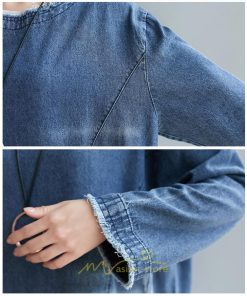 デニムワンピース | ワンピース レディース カジュアル 人気 デニム ロング丈 切り替え 長袖 レトロ風 体型カバー 着痩せ 大きいサイズ 20代30代40代50代 マタニティ 秋 春 夏