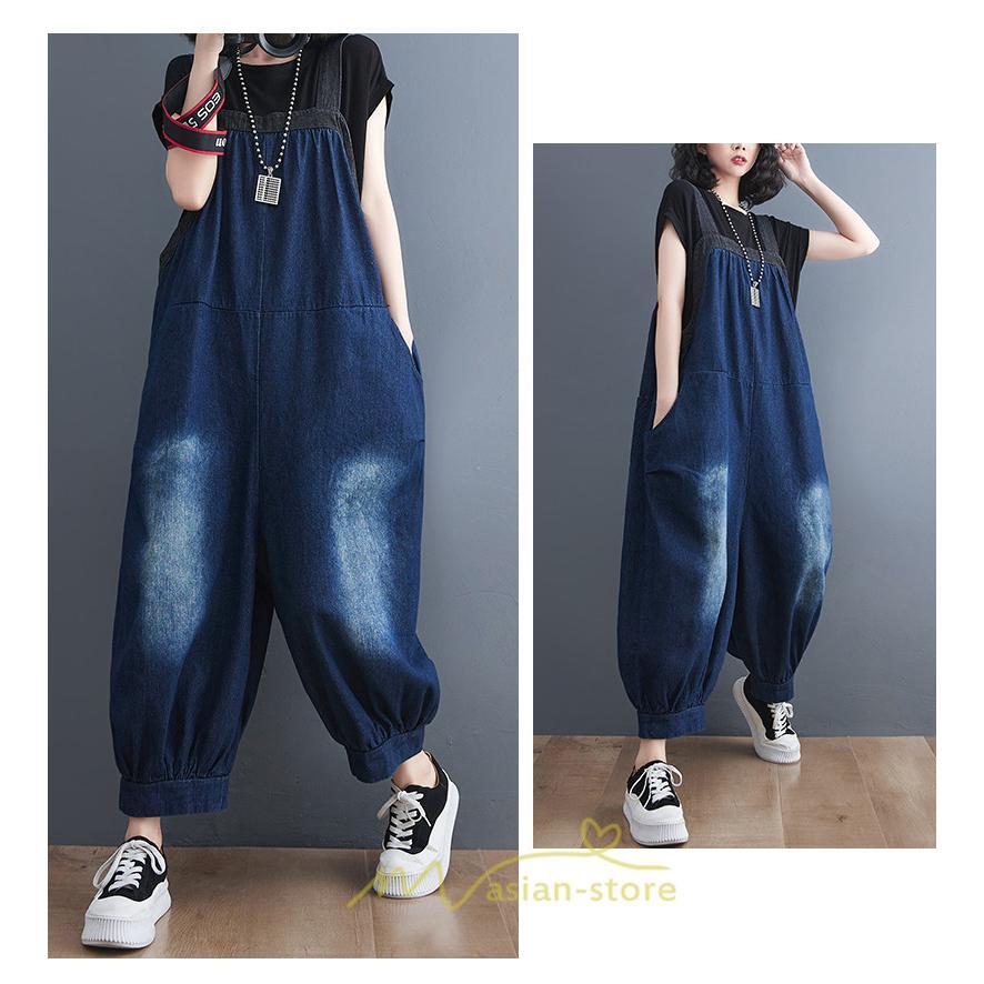 オーバーオール サロペット | オールインワン レディース ロング丈 サロペット スウェット ルームウェア パンツ デニム リラックス 大きいサイズ 旅行 ゆったり 韓国ファッション
