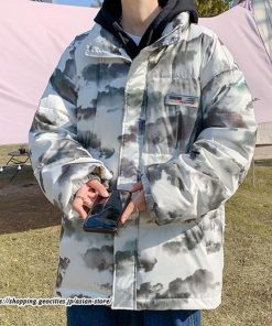 ダウンジャケット | ダウンコート 中綿コート メンズ 絞り染め カッコウイイ フードなし 厚手 秋 冬 暖かい コーデ 大きいサイズ コート スタンドカラー ゆったり 中綿 カジュアル