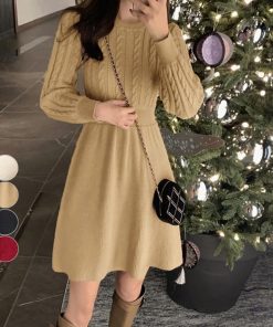 ワンピース | ケーブル編みニットミニ韓国風