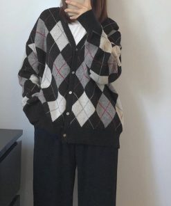 カーディガン | アーガイル柄ニットカーデ