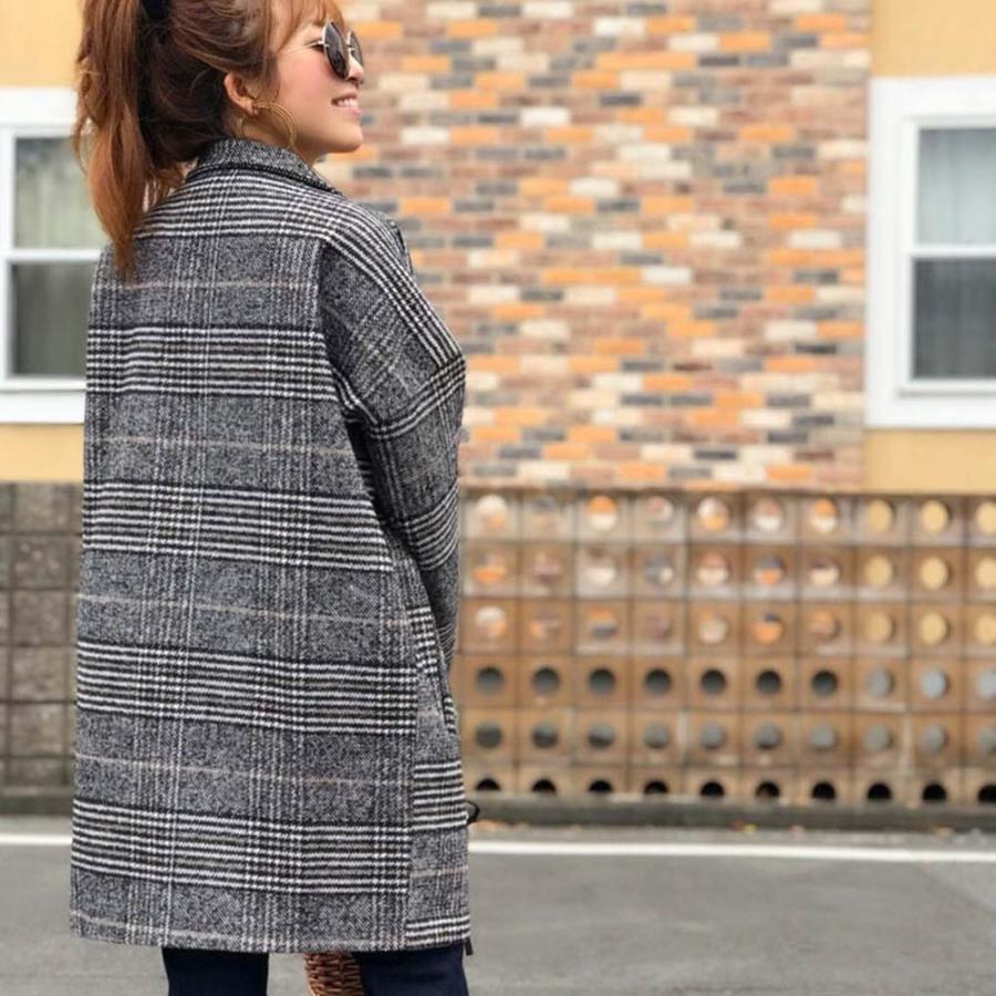 トレンチコート | グレンチェック チェスターコート レディース 冬 千鳥柄コート 中綿コート