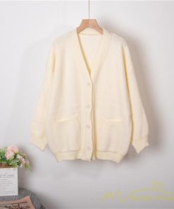 カーディガン | ニット秋冬レディース アウター ニット セーター 羽織り フロントボタン ポケット 長袖 パフスリーブ 無地 20代40代 通学通勤