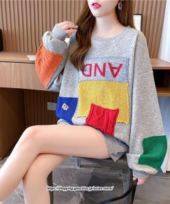 パーカー | トレーナー レディース プルオーバー クルーネック 長袖 トップス Tシャツ スウェット ゆったり 切り替え 大きいサイズ コットン 丸首 送料無料 おしゃれ 綿