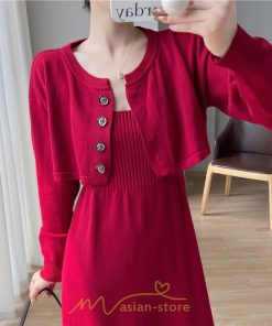 ニットワンピース | セットアップ レディース 秋冬 きれいめ ロング丈無地 20代30代40代50代 長袖 可愛い お出かけ 大人 通勤 韓国風 着痩せ