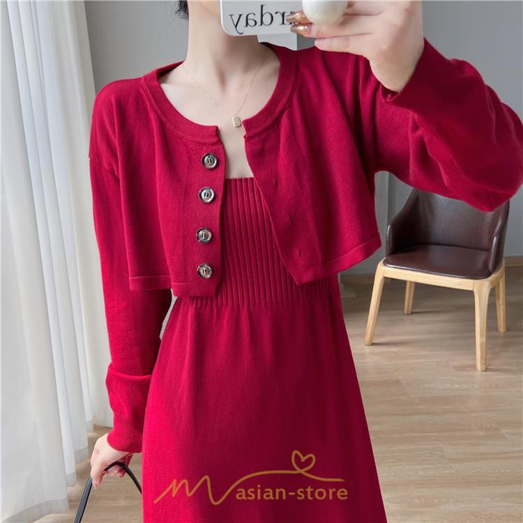 ニットワンピース | セットアップ レディース 秋冬 きれいめ ロング丈無地 20代30代40代50代 長袖 可愛い お出かけ 大人 通勤 韓国風 着痩せ