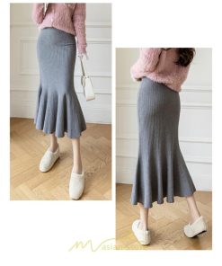 スカート | ニットレディース ボトムス ロング丈 ミモレ丈 ウエストゴム Aライン タイト マーメイド 楽チン 秋冬 韓国風 かわいい 着痩せ お出かけ デート