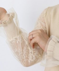 ニット・セーター | ニットセーター カットソー バルーン袖 袖チュール切り替え レディース 長袖 おしゃれ ニットトップス プルオーバー