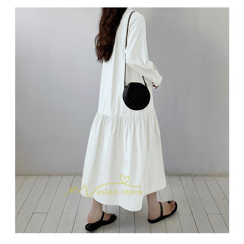 マキシ | シャツワンピース ワンピース 秋 春 レディース ロングワンピース 長袖 ロング丈 マキシ丈 体型カバー 無地 ゆったり 着痩せ 30代 40代 カジュアル 50代 夏物