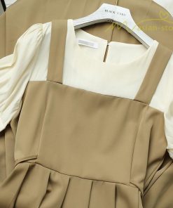 マキシ | プリーツワンピース ワンピース 半袖 レディース お呼ばれ 二次会 ミモレ丈 ゆったり 夏 リゾート 切り替え 体型カバー エレガント レイヤード 重ね着風