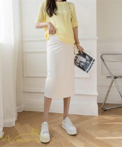 スカート | マタニティ膝丈 ひざ カジュアル マタニティウェア レディース 夏服 サマー ひざ下丈 ウエスト調整 お出かけ マタニティ 裾口スリット 妊婦