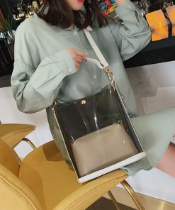 ショルダーバッグ | トートバッグ 斜めがけバッグ 2点セット ポーチ付き レディース クリアバッグ おしゃれ ビニールバッグ 大容量