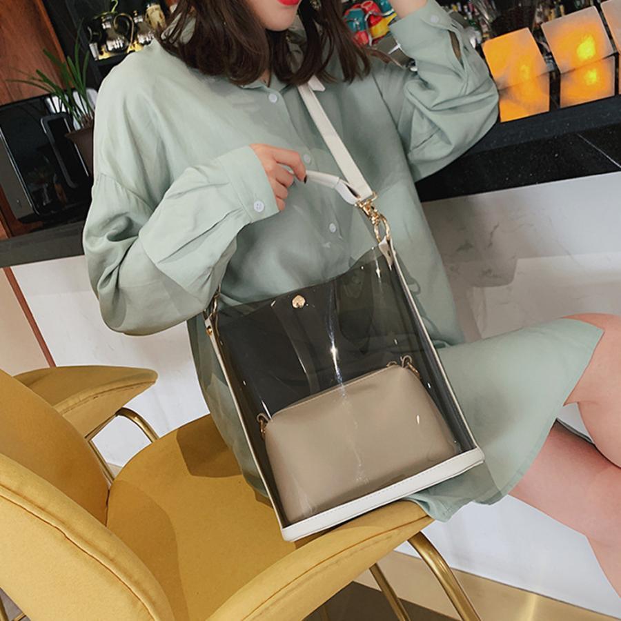 ショルダーバッグ | トートバッグ 斜めがけバッグ 2点セット ポーチ付き レディース クリアバッグ おしゃれ ビニールバッグ 大容量