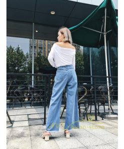 在庫ある | 短納期デニムワイドパンツ レディースボトムスジーンズ 九分丈パンツ デニムボトムス デニムパンツ 春夏秋 薄手 ゆったり 通学通勤 着痩せ ハイウエスト OL 無地