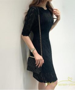 ミディアム | ワンピース レディース ニットワンピース 膝丈ワンピース タイト 膝丈 ミディアム丈 ハーフスリーブ 半袖ワンピース ワンピース 上品 スリム ニット きれいめ