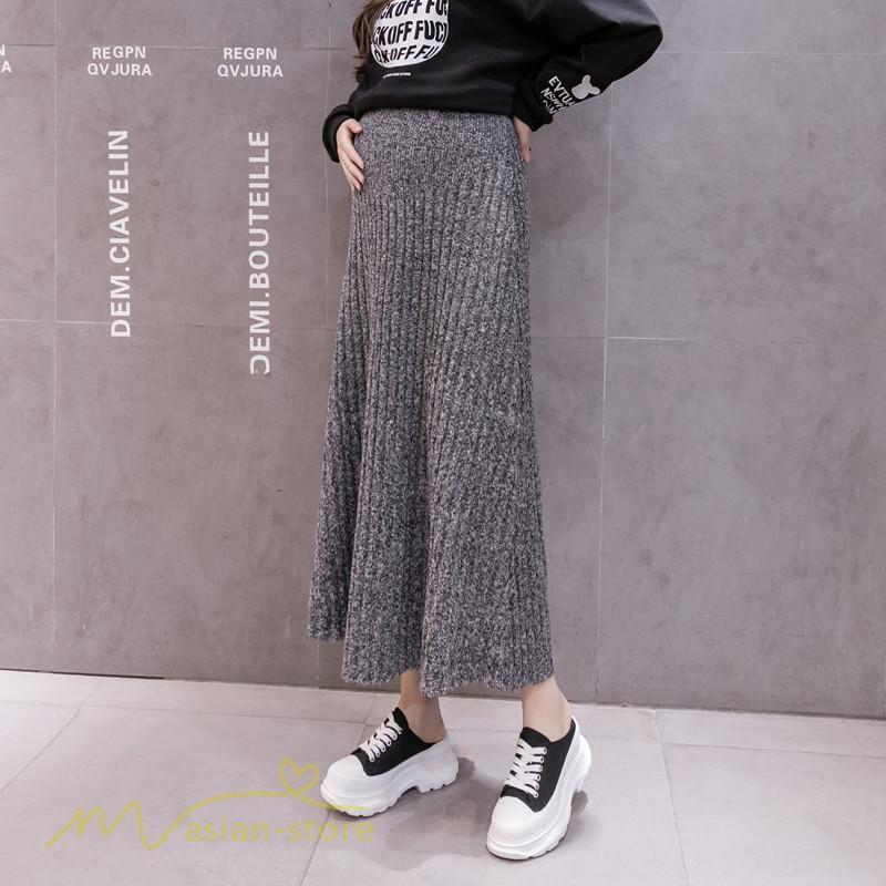 スカート | マタニティ秋 冬 ニット コーデ ロング丈 Aラインマタニティウェア 産前 産後 ゆったり ウエスト調整 きれいめ ハイウエスト 上品