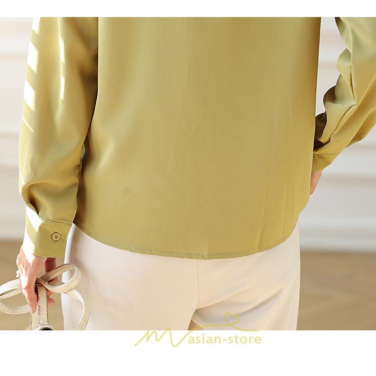 シャツ・ブラウス | ブラウス レディース オフィス 白 ホワイト おしゃれ 長袖 シャツカジュアル 制服 緑 グリーン シフォン 通勤 OL 二次会 上品 お仕事 デート お出かけ 女子会