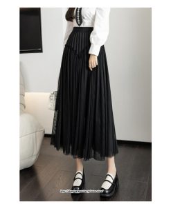 スカート | ロングティアードAラインレディース フレアハイウエスト 秋冬 無地 20代30代40代50代 オシャレ ゆったり