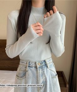ニット・セーター | カットソー ニット レディース リブニット 長袖 秋冬 春 トップス スリム ストレッチ インナー 無地 プルオーバー 通学通勤 長袖ニット 長袖カットソー 着痩せ