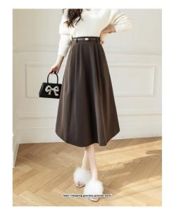 スカート | ロング レディース ロングフレア冬 ミモレ丈 暖かい ボトムス  ロング丈 ベルト付き 2022年秋冬 暖か 通学 通勤 ラシャ