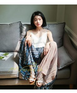 スカート | マキシロング ワイド フレア ゆったり バイカラー 春 夏 秋 冬 レディース 体系カバー Aライン プリーツシフォン 20代30代40代50代