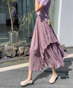 スカート | シフォンスカートマキシスカートフレアシフォンマキシ丈スカート夏 リゾートウエストゴムロングスカート結婚式 20代30代40代50代 カジュアル 不規則