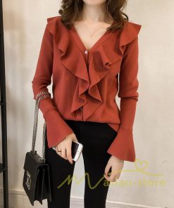 在庫ある | 短納期ニットインナーレディーストップス ニットブラウス フレアファッション フォーマルオフィスビジネスカジュアルブラウス 薄手 通学通勤 可愛い 着痩せ OL