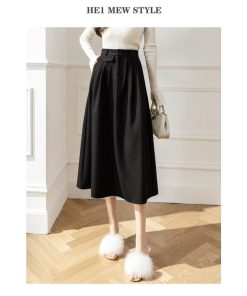 スカート | レディース ロング フレア Aライン 秋冬 ミモレ ハイウエスト 体型カバー キレイめ オシャレ フェミニン 可愛い お出かけ 着痩せ OL 通勤 通学