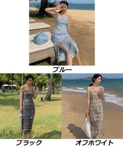 マキシ | サマーワンピース レディース 夏 ノースリーブ ワンピース 新作 きれいめ 着痩せ 可愛い 韓国風 旅行 花柄 裾口スリット 大人 30代 サマー 20代 お出かけ 40代