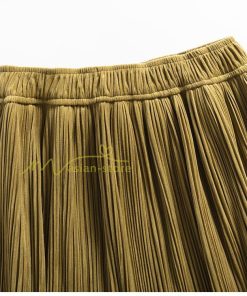 スカート | プリーツロングミモレ丈 ビロードAラインウエストゴム ハイウエスト 秋冬 無地 ゆったり 通学通勤 大人