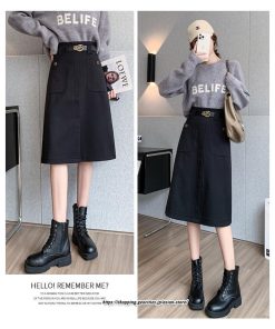 スカート | ミモレ丈 ひざ丈 レディース スリット リゾート 体型カバー 着痩せ Aライン 上品 2022新作 オシャレ キレイめ 韓国風 ポケット 秋冬