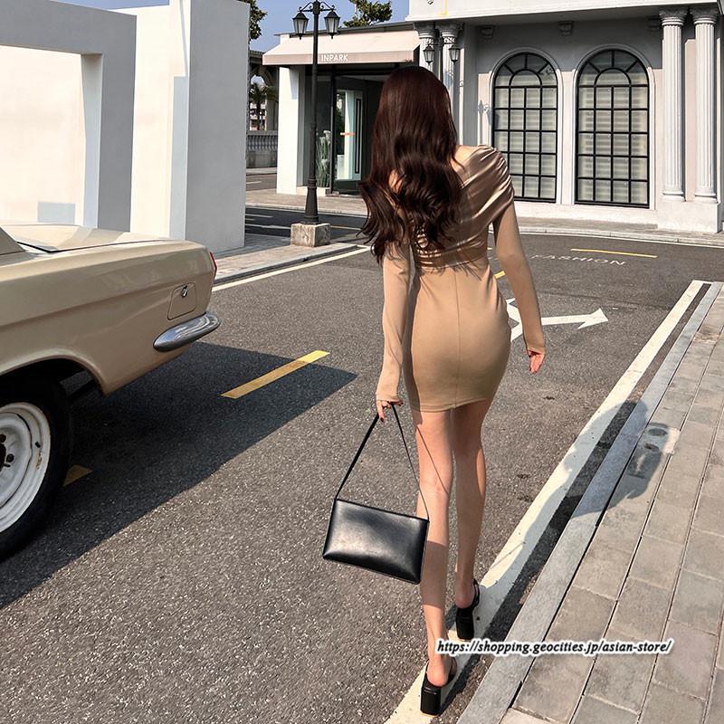 タイト | セクシーワンピース 二次会ワンピース 上品 高級感 ワンピース 長袖 タイトワンピース スリム 美ライン オフィス フォーマル 結婚式 お呼ばれワンピース 通勤