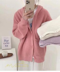 カーディガン | ニットニットパーカー セーター フード付き アウター 羽織り 秋冬 レディース トップス 通学通勤 ゆったり 7色 厚手 ニットアウター 20代40代