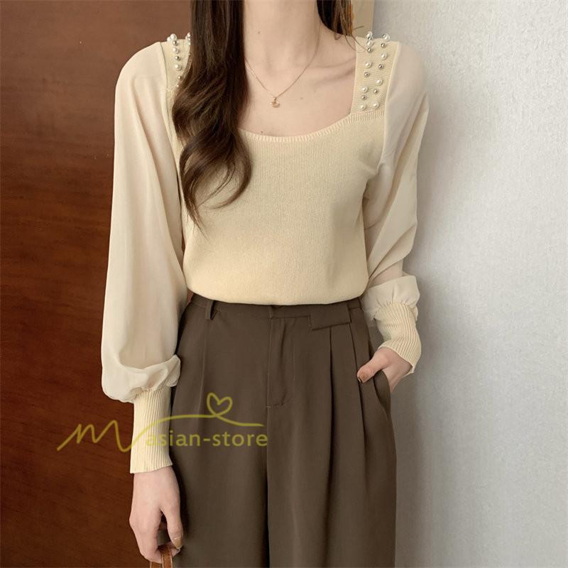 tシャツ・カットソー | カットソー トップス レディース ロンT Tシャツ 春 長袖 おしゃれ シフォンシャツ エレガント 20代30代40代 カジュアル お出かけ 着回し 通勤通学 ファッション