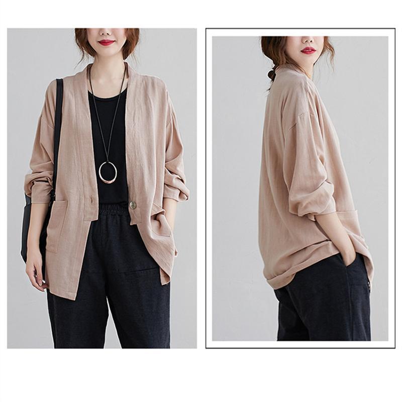 カーディガン | 羽織り レディース 秋服 ライトアウター Vネック 麻綿 無地 20代 30代 春 夏 秋 長袖 カジュアル 40代 50代 秋コーデ 秋かわいい