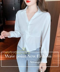 シャツ・ブラウス | ブラウス シャツ 上品 長袖 Vネック オフィスカジュアル 通勤 韓国 ファッション シンプル 夏物 20代30代40代50代 着回し お出かけ カジュアル 着痩せ 激売れ