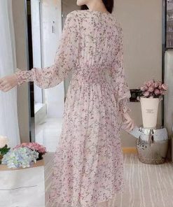 ワンピース | ウエストシャーリング花柄ロングワンピース