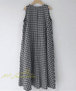 マキシ | ロングワンピース ワンピース ロングワンピ レディース マキシ丈 ワンピ ノースリーブ Aライン 体型カバー チェック柄 ゆったり きれいめ 40代 夏 おしゃれ 30代