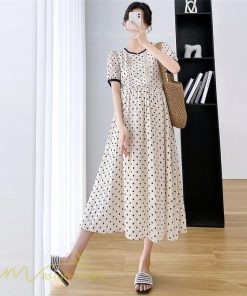 ワンピース | マタニティレディース 着痩せ ドット柄 Aライン半袖 ゆったり マタニティウェア 上品 産前 サマー おしゃれ お出かけ 妊婦服