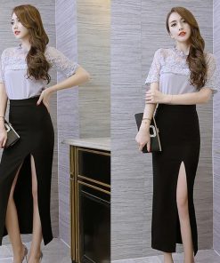 スカート | タイトセクシー春物 夏服 ハイウエスト 無地 スリット フェミニン エレガント 女の子 美シルエット タイト お呼ばれ スリム パーティー