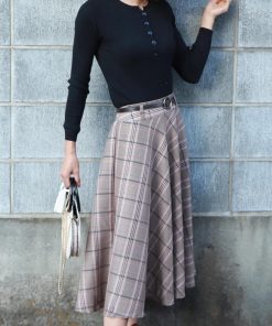 ひざ丈スカート | レディース 膝丈 ベルト付き フレアスカート スカート Aライン スカート ハイウエスト