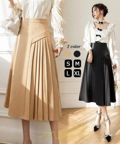 スカート | ロング 秋 秋服 レディース ボトムス ロングフレア プリーツ裏地付き キレイめ 着痩せ フェミニン お出かけ 可愛い オシャレ