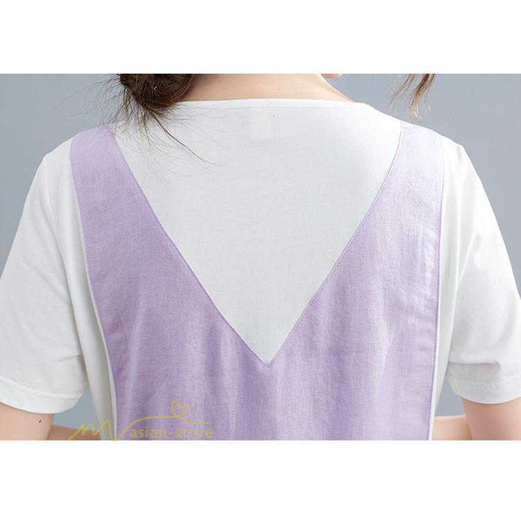 マキシ | ワンピース ロングワンピース レディース 重ね着 半袖ワンピース 切り替え 20代 30代 無地 上品 カジュアル 50代 40代 体型カバー Aラインワンピース 着痩せ