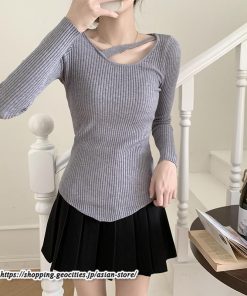 ニット・セーター | カットソー ニット レディース リブニット 長袖 秋冬 春 トップス スリム ストレッチ インナー 無地 通学通勤 着痩せ プルオーバー 長袖カットソー 長袖ニット
