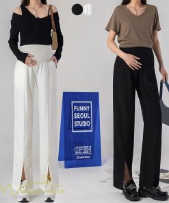 パンツ レギンス | マタニティパンツ ワイドパンツ 無地 妊婦服 おしゃれ ゆったり マタニティウェア パンツ 着痩せ 無地 サマーパンツ お出かけ 日常 ウエスト調整 裾口スリット