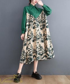 シャツワンピース | 長袖 ミディアムワンピース 切り替え ゆったり フリーサイズ 体型カバー 秋コーデ カジュアル 上品 大人 ワンピース ひざ丈 オーバーサイズ