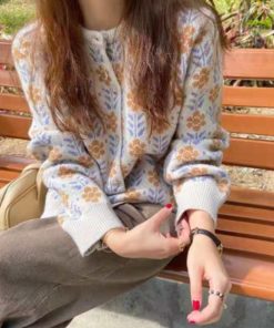 ニット・セーター | 花柄 ジャガードカーディガンレディース