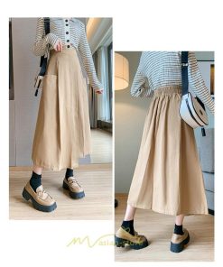 スカート | 綿秋 Aラインロングレディース 秋物 ボトムス 秋服 無地 体型カバー 30代通学通勤 おしゃれ感 大人 40代50代