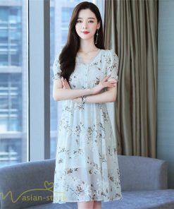 ミディアム | ワンピース レディース ミディアムワンピース 花柄 夏服 Aラインワンピース 上品 ミディアム丈 お出かけ 20代 30代 カジュアル 40代 エレガント 膝丈 Vネック